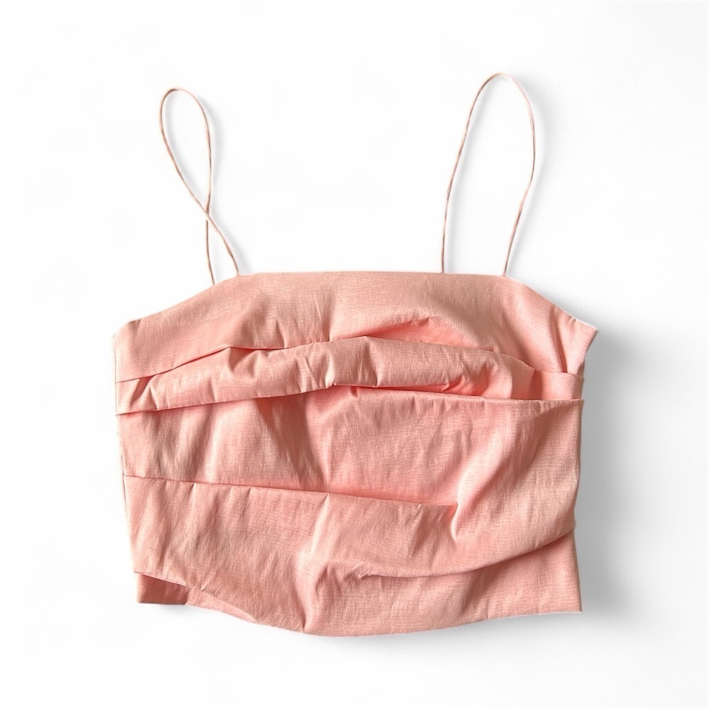ALICE + OLIVIA
Tita Pleated Cropped Taffeta Camisole - Light Pink SZ 6